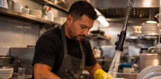 SE SOLICITA LAVAPLATOS PARA RESTAURANTE CON APOYO EN LIMPIEZA DE COCINA